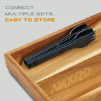 Magnetic Camping Utensils Set, Knife, Fork & Spoon Cutlery Set, Portable & Reusable Metal Aluminum Travel Flatware, 3-PACK, Gray