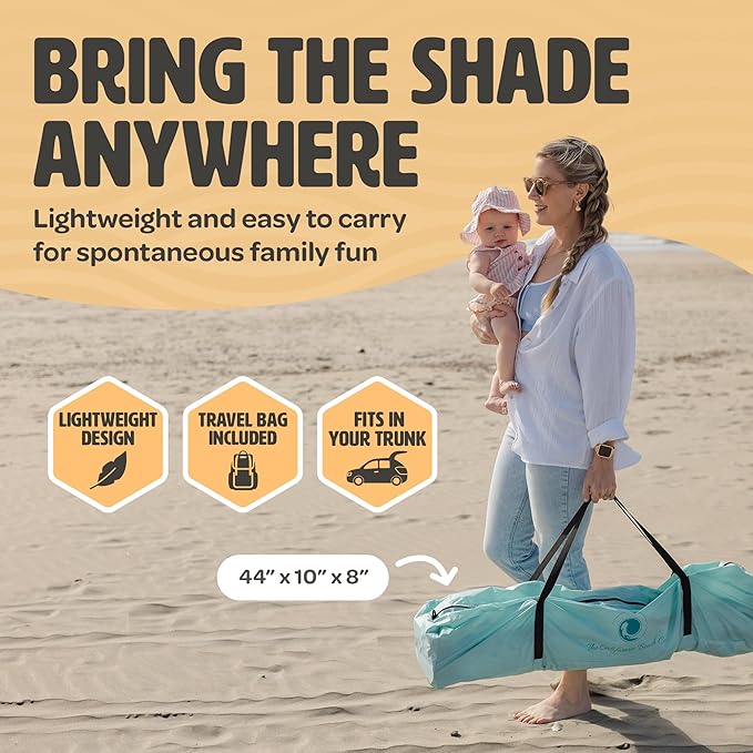 Pop Up Sun Canopy Shelter - Lightweight, Portable Outdoor Shelter with UPF 50+ Sun Protection & Easy Setup - Stable for Windy Conditions, Ideal for Beach, Picnic, Camping & More (Sweet Mint)