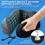 ExploreBliss Travel Pillow, 2 Pack Travel Pillows for Sleeping Airplane, Removable Cover Neck Pillow with Adjustable Clasp, Memory Foam Neck Pillow Set (Dark Grey*2)
