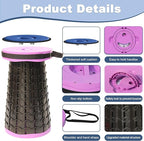 ALEVMOOM 2025 Upgraded XXL 19.7" Collapsible Stool with Cushion, 1000lbs Max Weight Heavy Duty Portable Telescoping Stool, Retractable Seat Folding Chair for Camping Fishing Hiking(Purple-XXL)