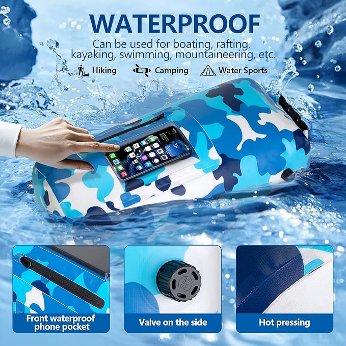 30L Waterproof Dry Bag with 20L Detachable Cooler, Dry Bag Cooler Backpack with Phone Pocket and Bottle Pouch, Suitable for Kayaking, Boating, Camping and Water Activities