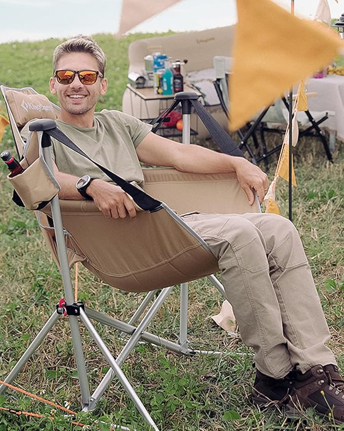 KingCamp Hammock Camping Chair, Swinging Portable Folding Camp Chairs for Adults Max 440lbs Heavy Duty Foldable Oversized Rocker with Aluminum Alloy Frame Cup Holder for Outdoor Beach Patio Sport