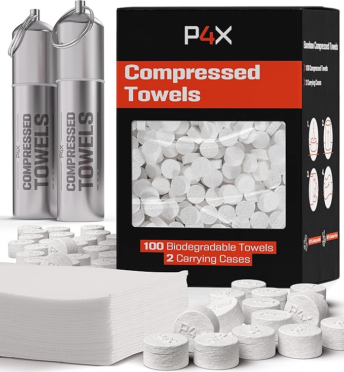 Compressed Towel Tablets - 100% Bamboo Camping Toilet Paper Tablets, Great for Hiking, Travel and Backpacking - Disposable Washcloths, Body Wipes, Paper Towel Coin Tissue - 100/250/500 Pack