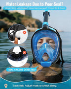 Greatever G2 Full Face Snorkel Mask with Latest Dry Top System,Foldable 180 Degree Panoramic View Snorkeling Mask with Camera Mount,Safe Breathing,Anti-Leak&Anti-Fog