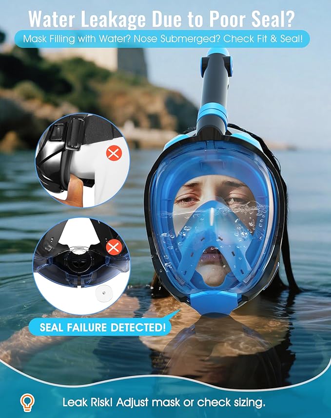 Greatever G2 Full Face Snorkel Mask with Latest Dry Top System,Foldable 180 Degree Panoramic View Snorkeling Mask with Camera Mount,Safe Breathing,Anti-Leak&Anti-Fog