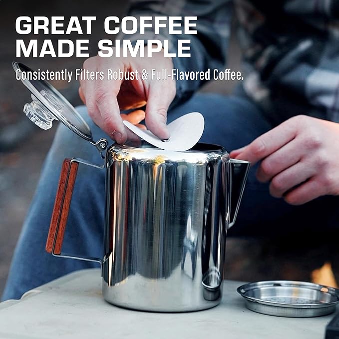 COLETTI Percolator Coffee Filters — Disc Coffee Filters For Percolators – For Classic Enamel Percolator Coffee Pots – Perfectly Tasteless, Mesh Filter [100 pack, Synthetic, 3.3” Small Basket]