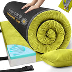 Memory Foam Camping Mattress Sleeping Pad, 3" Thick Waterproof Portable Roll Up Sleeping Mats & Floor Mattress Pad with Pillow + Travel Bag for Camping Car Truck SUV Tent Sleepover Kids Adult