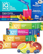 IQMIX Hydration Electrolyte Powder – 4-in-1 Formula for Hydration, Mental Clarity, Mood and Recovery – Sugar-Free Drink Mix, Keto, Magnesium L-Threonate, Lion’s Mane – 20 Count Variety Pack