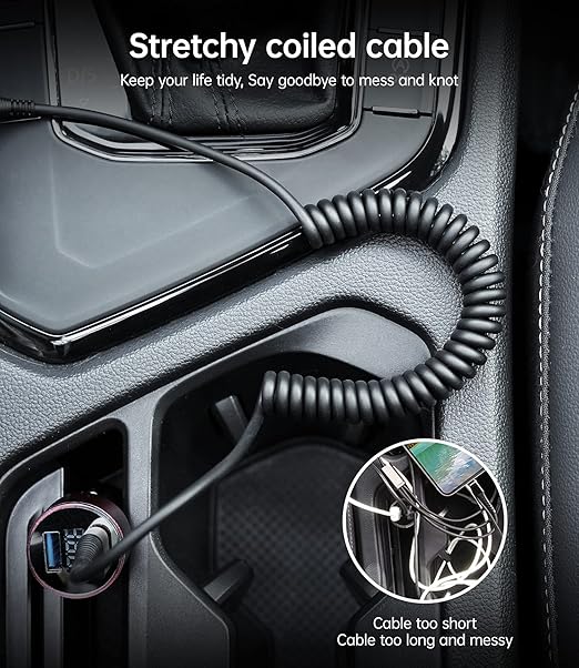 Coiled iPhone Charger Cable for Car, Lightning Cable 2 Pack 5ft, [Apple MFi Certified] Short iPhone Charger Cord Compatible with iPhone 14/13/12/11 Pro Max/XR/8/iPad/CarPlay