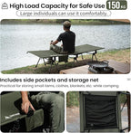 ONETIGRIS SUPRANUBIS Camping Cot, Height Adjustable with Cot Leg Extenders, Strong Support 330lbs, Lightweight Comfortable Folding Bed for Camping, Hiking, Travel, Truck, Beach, Office Nap