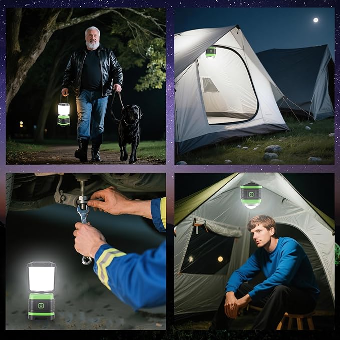 Lichamp LED Camping Lantern, Battery Powered LED Lights Camping Essentials, Portable Lanterns Flishlights for Emergency, Hurricanes, Outdoor Hiking, Power Outages, Survival Gear and Home Use, 4 Pack