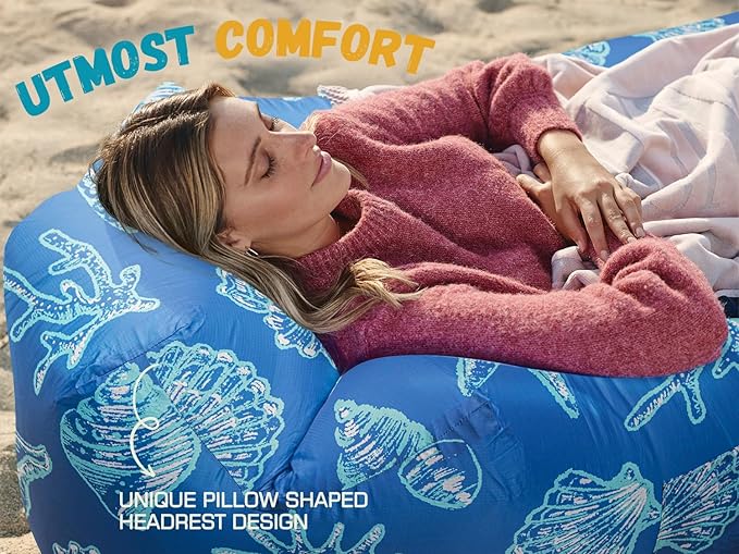 WEKAPO Inflatable Sun Lounger, Air Sofa, Hammock, Portable, Waterproof and Leak-Proof, Ideal for Backyard, Beach, Travel, Camping, Picnics and Music Festivals