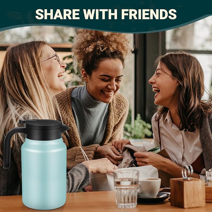51Oz Thermal Coffee Carafes For Keeping Hot/Cold, Stainless Steel Coffee Carafe, Dustproof Insulated Water Carafe for Party/Home,Blue