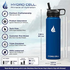 HYDRO CELL Stainless Steel Insulated Water Bottle with Straw - For Cold & Hot Drinks - Metal Vacuum Flask with Screw Cap and Modern Leakproof Sport Thermos for Adults (Navy 24oz)