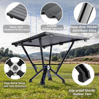 Camping Table Folding, Small Camping Table with Load 380lbs, Portable Roll up Aluminum Foldable Table with Carry Bag for Outdoor, Picnic, Camping, Black