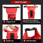 250 PCS Waterproof First Aid Kit, Roll Top Reflective Boat Dry Bag Bug Out Bags, Emergency Medical Kit Ideal for Boating, Camping, Fishing, Kayaking, Floating, Red