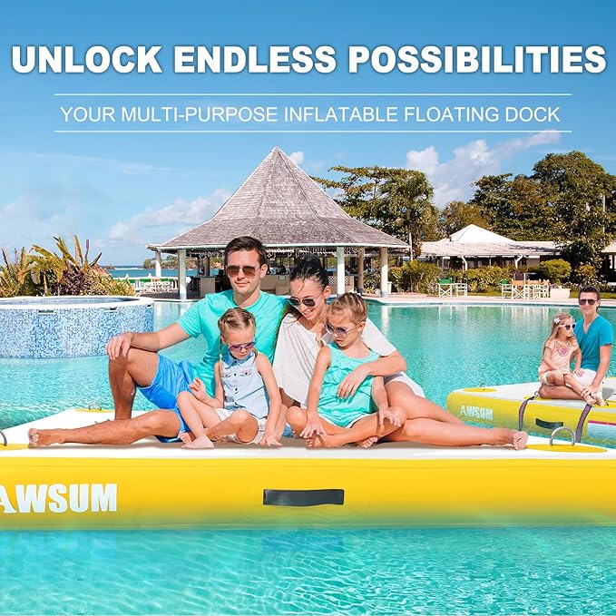 AWSUM Inflatable Floating Dock Air Dock Platform Floating Island Raft with None-Slip Surface for Pool Beach Ocean