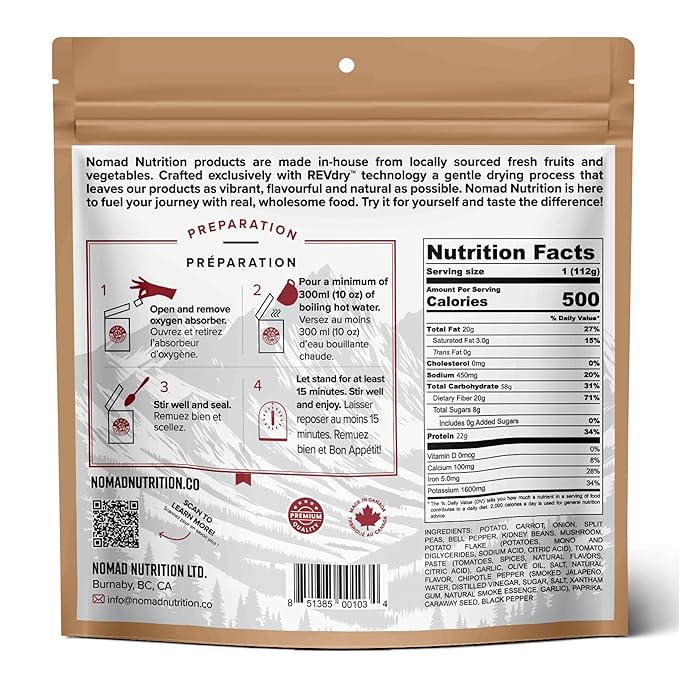 Nomad Nutrition Hungarian Goulash | Instant Freeze Dried Backpacking & Camping Food | Plant-Based, Non-GMO Hiking Meals with High-Energy, Vegan, Gluten-Free | 112g - 1 Pack