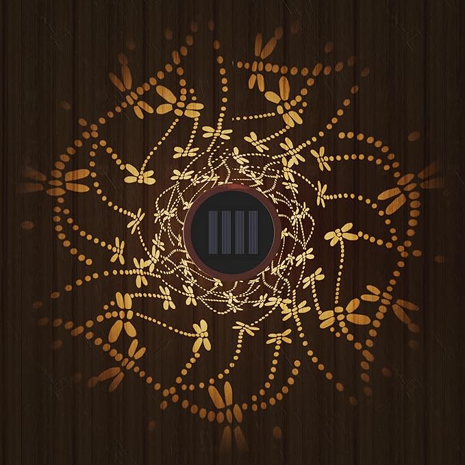 Solar Lanterns Outdoor Waterproof Solar Lights Outdoor Lantern Hanging Lantern Decorative Dragonfly Garden Lanterns for Patio, Yard, Lawn, Tabletop, Landscape Decor Auto On/Off - Warm Light