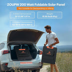 200 Watt Portable Solar Panel for Power Station,RV Essentials,200W 20V Foldable Solar Charger with Solar Cable,23.5% High Efficiency IP67 Waterproof 4 Kickstands for Camping RV Road Trip