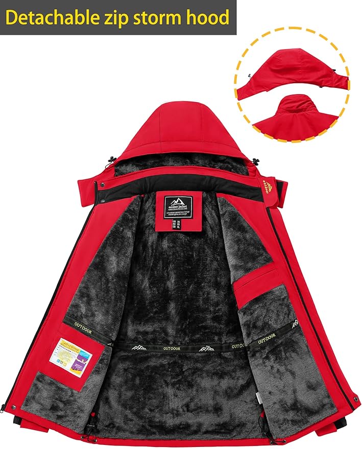 TACVASEN Men's Winter Ski Jacket Waterproof Snow Coats Snowboard Fleece Lining Jacket Warm Parka with Hooded