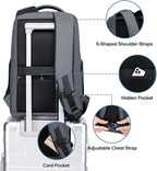 FENRUIEN Work Backpack for Men,Water Resistant Smart Backpack with USB Charging Port,Grey Laptop Bag 15.6 Inch
