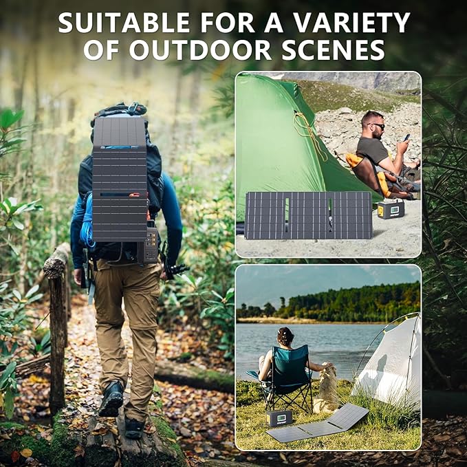 HOWEASY 88.8Wh Solar Generator, Portable Power Station with 30W Solar Panel, 150W Peak Power Bank with 110V AC Outlet for Camping, Home, Outdoor Emergency