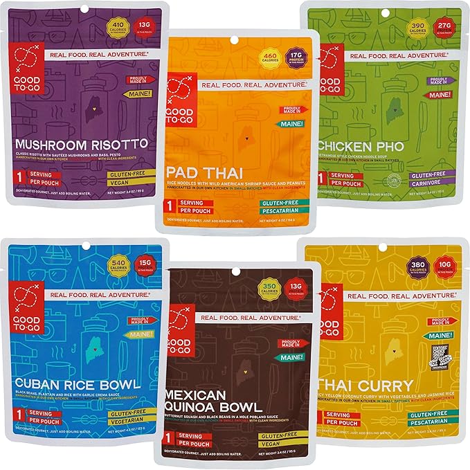 GOOD TO-GO Food Kit Assortments | Camping Food, Backpacking Food | Just Add Water Meals, Backpacking Meals | Dehydrated Meals Taste Better Than Freeze Dried Meals