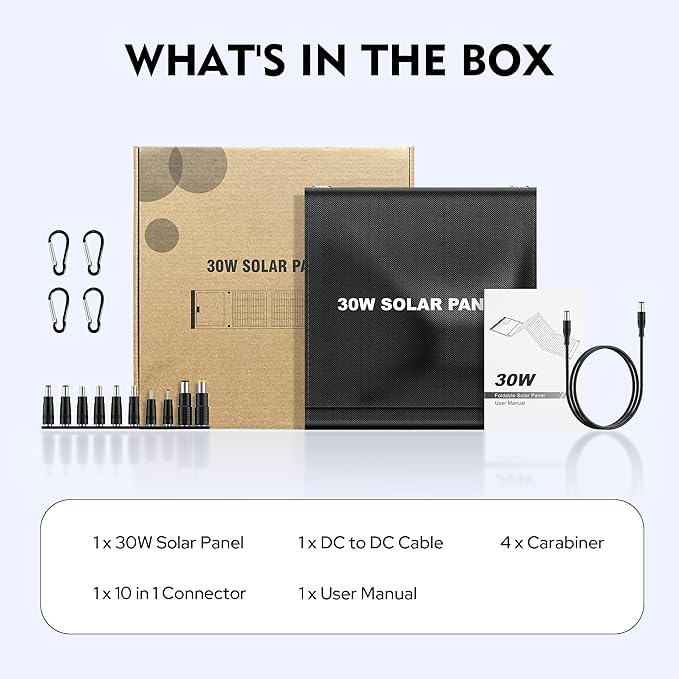 30W Solar Charger,Solar Panel USB for Camping, Hiking, and Outdoor Activities, Compact and Lightweight, IPX4 Waterproof, Charging Multiple Devices with Double Fast Charging Ports