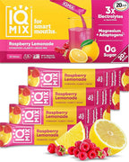 IQMIX Hydration Electrolyte Powder – 4-in-1 Formula for Hydration, Mental Clarity, Mood and Recovery – Sugar-Free Drink Mix, Keto, Magnesium L-Threonate, Lion’s Mane – 20 Count New Raspberry Lemonade
