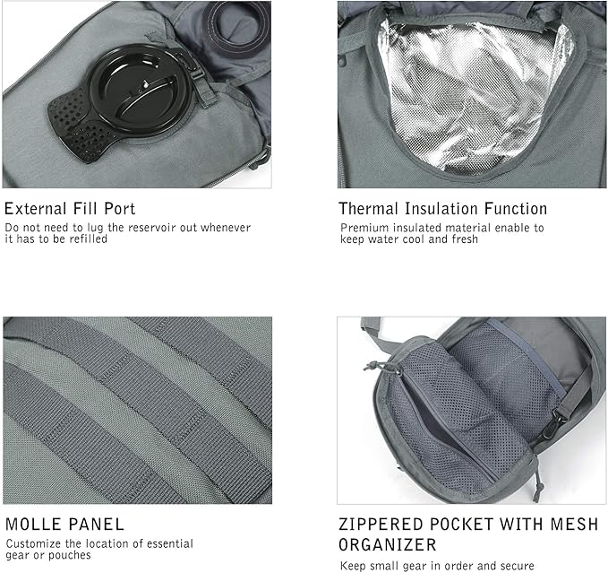Unigear Tactical Hydration Packs Backpack 1050D with 3L Water Bladder, Thermal Insulation Pack Keeps Liquid Cool up to 4 Hours for Hiking, Cycling, Hunting and Climbing