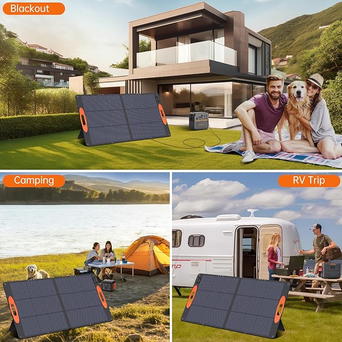 N-Type 16BB 110W Portable Solar Panel for EF/Jackery/Bluetti/Anker Power Station, 25% High Efficiency ETFE Foldable Solar Panel Charger IP68 Waterproof for Outdoor Camping RV