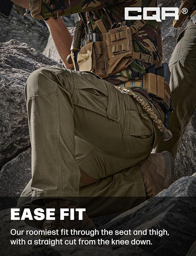 CQR Men's Tactical Pants, Water Resistant Ripstop Cargo Pants, Lightweight EDC Work Hiking Pants, Outdoor Apparel