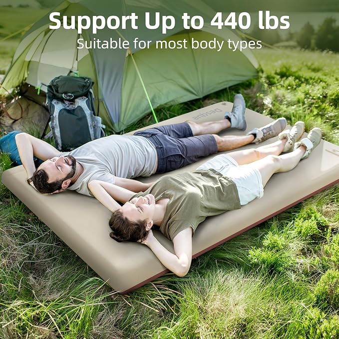 Full Self Inflating Sleeping Pad Built-in Electric Pump, 3.14" Thick Air & Memory Foam Camping Mattress, 2 Person Outdoor Camping Mat for Rooftop Tent Car Truck Van Car Traveling Double