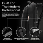 Briggs & Riley Slim Backpack for Women & Men - Laptop Backpack, For Work & Travel, Carry On Size, Lightweight & Durable, Padded Straps, Fits up to 14" Laptop - @work Collection, Black