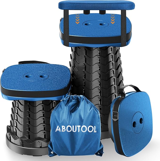 Collapsible Stool with Soft Removable Cushion & Waterproof Carry Bag - Lightweight Folding Stool, 485lbs Capacity, Portable for Adults, Camping, Fishing, Hiking, Outdoor, Travel