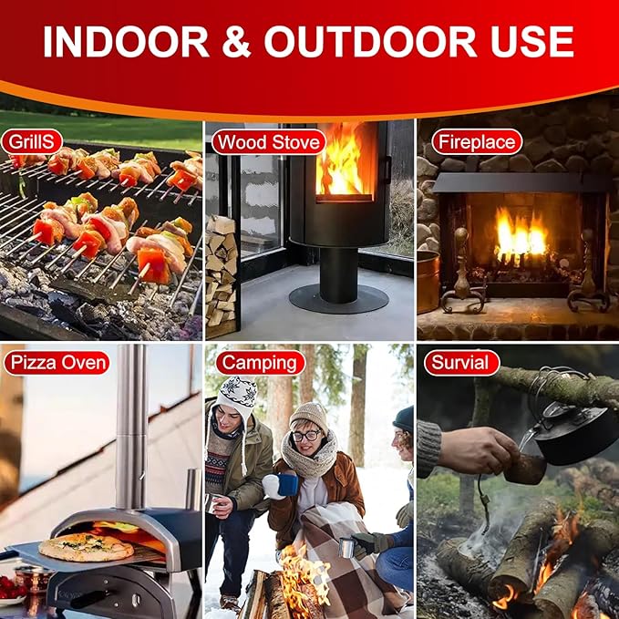 80 pcs Fire Starter - Natural Large-Size Fire Starters for Fireplace, Pellet Stove & Wood, Campfires, Camping, Fire Pit, Smoker, BBQ, Chimney - Fire Starters for Grill, Charcoal Starter (80)