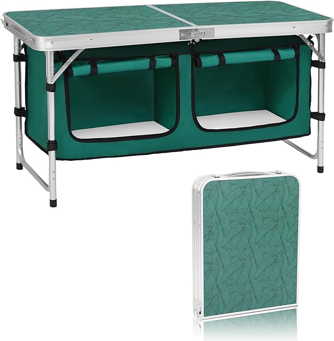 Camp Field Camping Folding Aluminum Table with Adjustable Legs for Outdoor Travel Beach, Backyards, BBQ, Party and Picnic Foldable Table