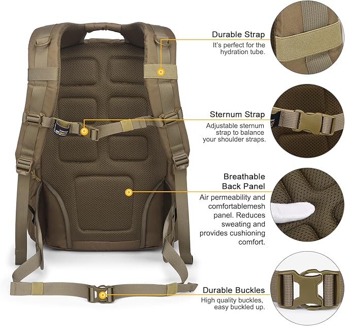 Mardingtop 40L Tactical Backpack for Men,Molle Military Backpack for Hiking,Travel,Camping, Hunting