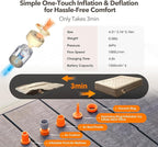 Luxury Air Mattress Set Queen air Bed with Built-in Rechargeable Detachable Pump, 661 lbs Strong Support Wireless Inflatable Mattress, Luxury Double Airbed Adjustable Blow Up Mattress