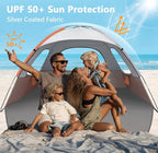 NXONE Beach Tent Sun Shade Shelter for 3/4/6 Person Person with UV Protection, Extended Floor, 3 Mesh Roll Up Windows & 8.0/8.5mm Fiberglass Rods丨Carry Bag Included