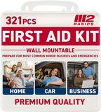 Premium 321 Piece First Aid Kit - M2 BASICS First Aid Kit for Home, Car, Business, Office, School, Travel, Camping, Outdoors - Emergency Medical Supplies, Durable Portable Hard Case