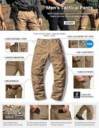 CQR Men's Flex Ripstop Tactical Pants, Water Resistant Stretch Cargo Pants, Lightweight EDC Hiking Work Pants