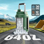 64oz Insulated Water Bottle for Outdoors: 2-in-1 Straw Spout Lid, Dual Handle, Leakproof, Keep Cold 48H, Half Gallon Stainless Steel Water Jug for Sports, Camping, Gym, Work, Beach, Fishing (Forest)