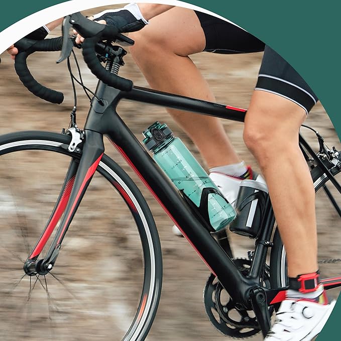 OLDLEY 32 oz Water Bottle, Motivational Water Bottle with Time Marker, Sports Water Bottle With Strap, Leakproof & BPA Free Large Water Bottles for School, Gym, Travel, Tritan, Transparent Dark Green