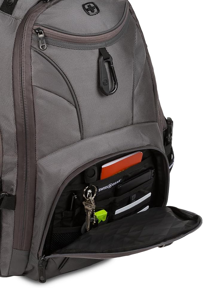 SwissGear 1900 ScanSmart 17” Laptop Backpack Stingray Ballistic – Reflective Tech Backpack with ScanSmart Compartment – Multiple Organizer Pockets & RFID Scan Blocking Technology