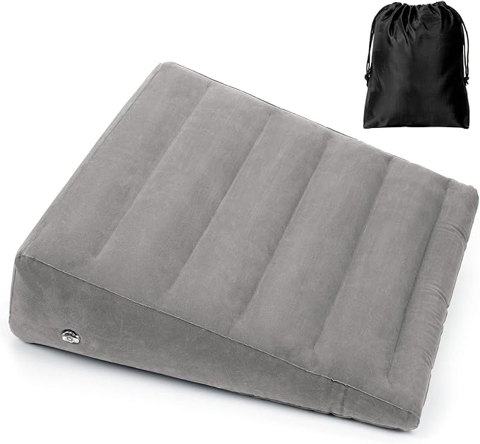 Inflatable Wedge Pillow for Sleeping, Portable Travel Wedge Pillow for Sitting in Bed, Inflatable Wedge Pillows for Travel, Blow Up Under Knee Pillow
