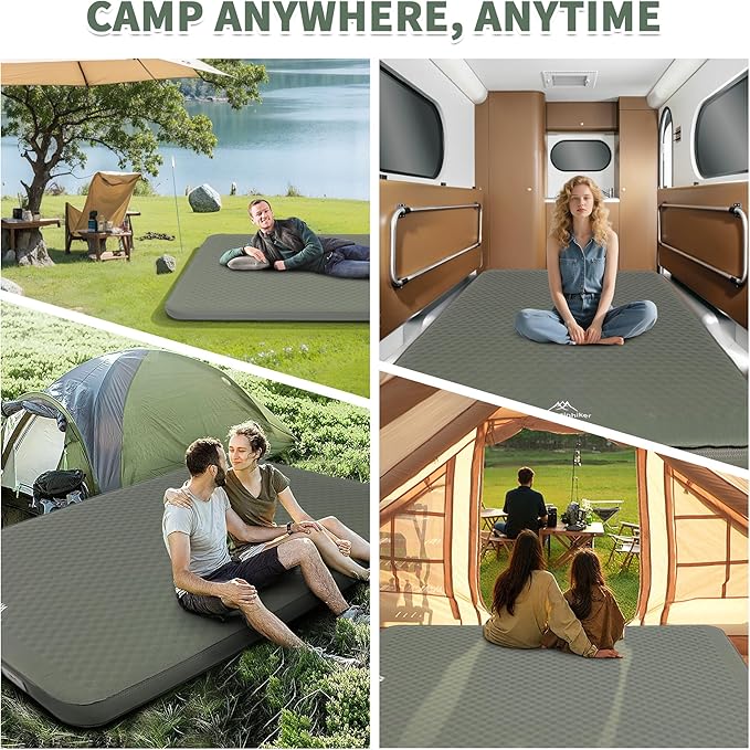 Self Inflating Double Sleeping Pad with Foam and Electric Pump，Innovative Y-Shaped Telescopic Structure，4.3" Thick Ultraportable Camping Mattress，Outdoor Compact Air Mat for Tent Car（4.2*79*55 inch）