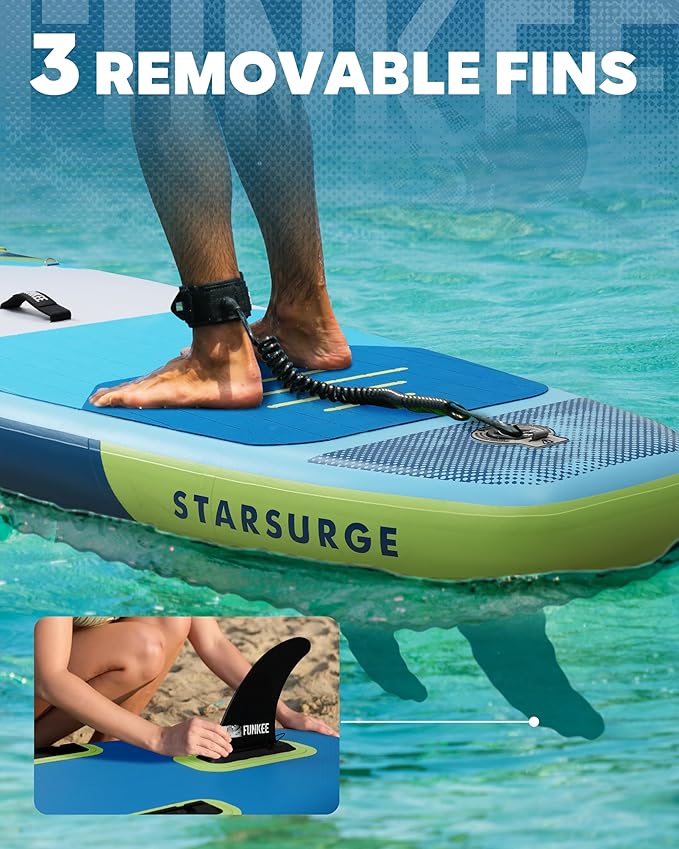 11’×34"×6" Extra Wide Inflatable Stand Up Paddle Board, Sup Board with Removable Fins, Backpack, Floating Paddle, Safety Leash, Floating Phone Case for Adults & Youth of All Skill Levels