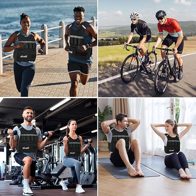 Ativafit Adjustable Weighted Vest Women Men with Reflective Design 2 4 6 8 10 12 14 16 18 20 22 Lbs Running Vest for Strength Training, Walking, Jogging, Weightlifting, Running Men Women Kids 2-22 Lbs